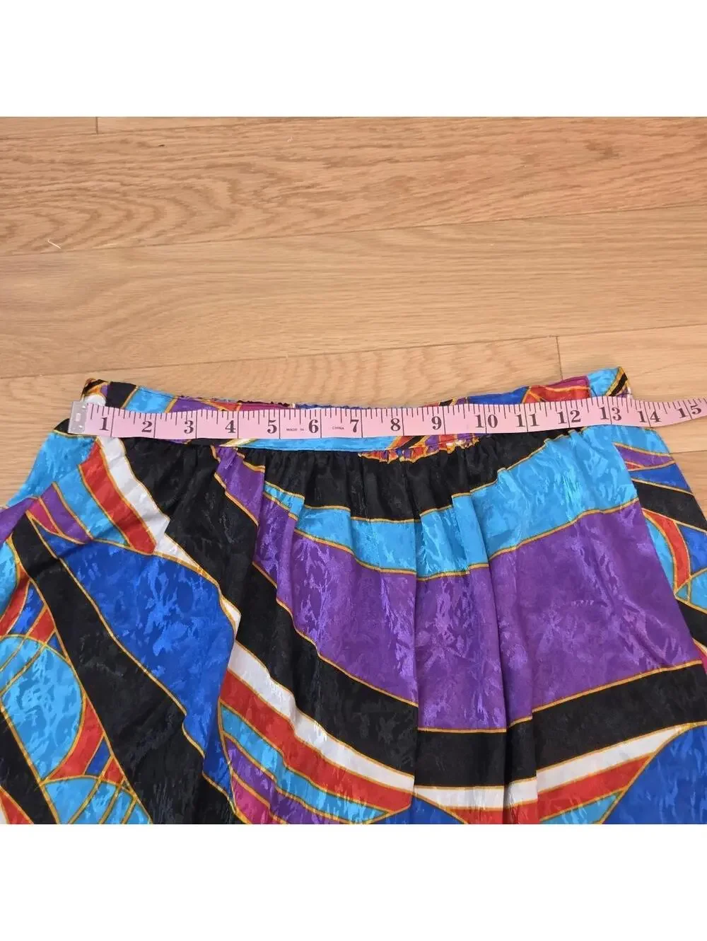 Vintage 70s Abstract Geometric Print Midi Skirt Size 10 (S) Retro Mod Boho Beach